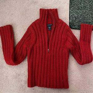 Vintage Abercrombie & Fitch Red Knit 1/4 zip sweater
